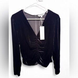Veronica Beard Pelona Black Velvet Long Sleeve Top NWT